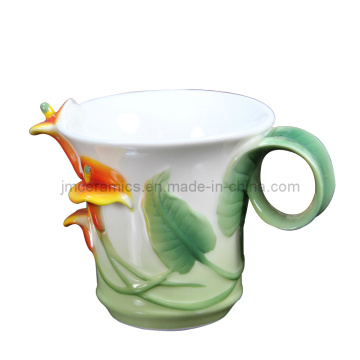 Taza de café con relieve de porcelana esmaltada